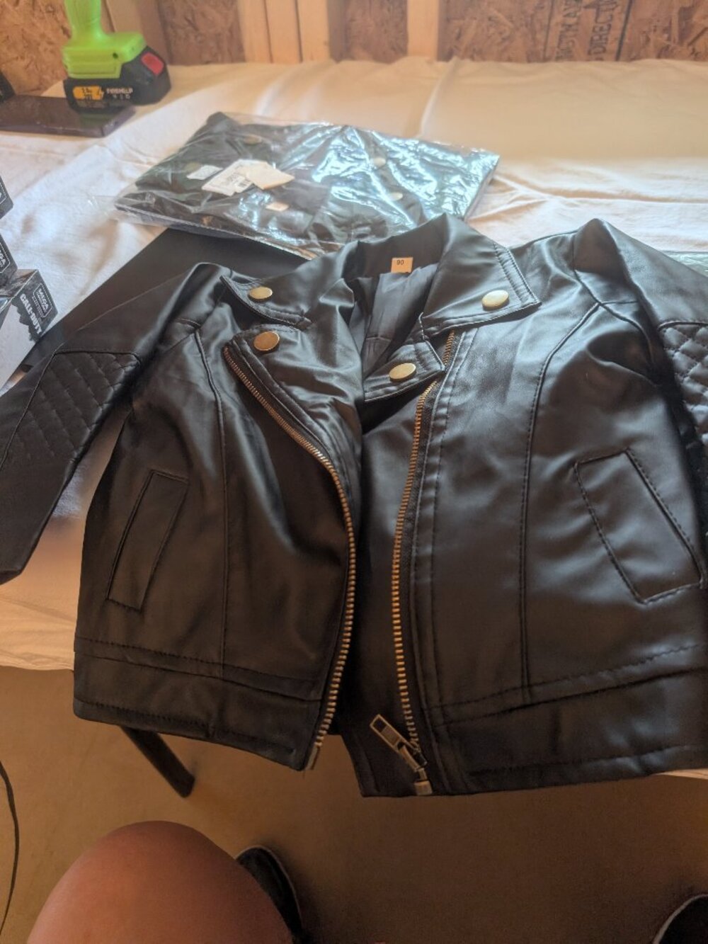 Children's Faux Leather Biker Jacket Black Size 90